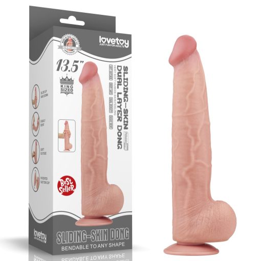 34 cm King Sized Sliding Skin Dual Layer dildo