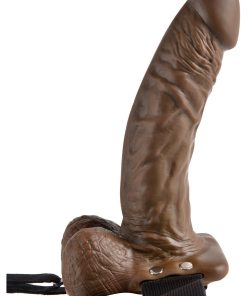 7 Inch Hollow Strap-On with Ball - smeđi