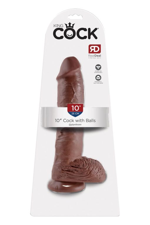 10 Inch Cock with Balls - smeđi