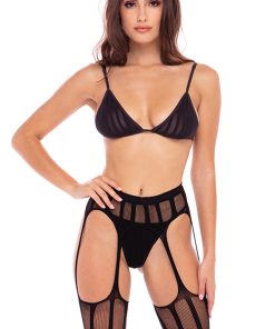 Straight Up 3 Pc Garter Set crni