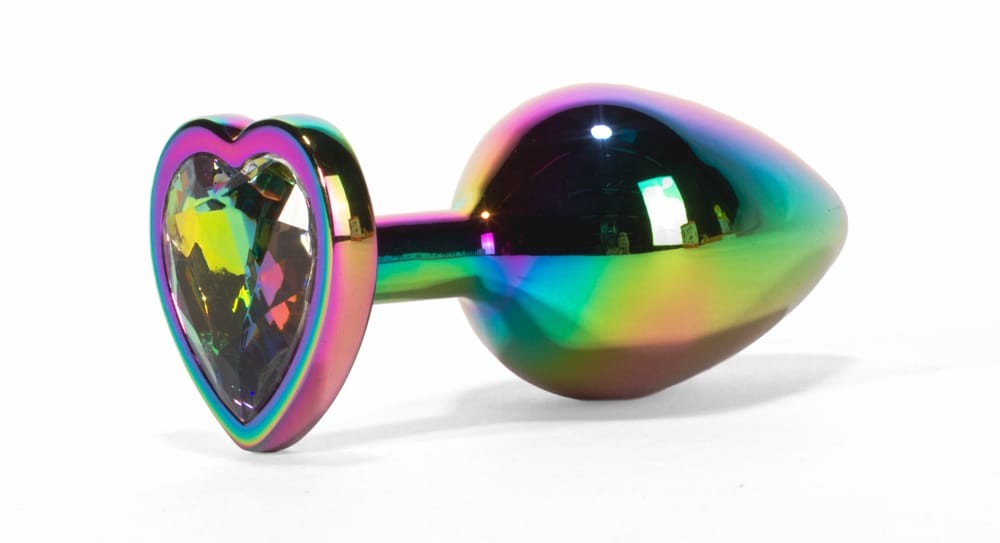 Secret Shine Metalni Butt Plug Rainbowheart S - Slika 6