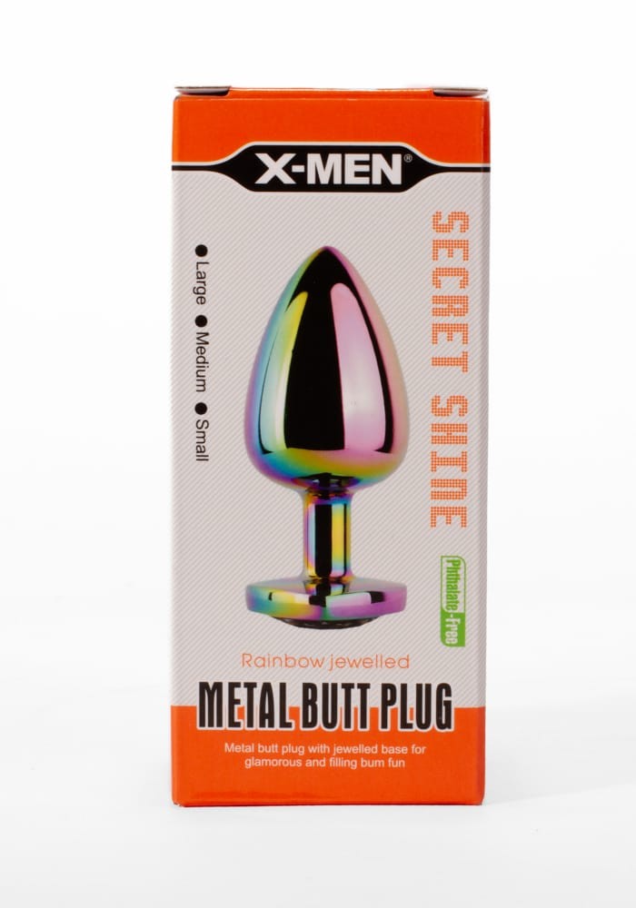 Secret Shine Metalni Butt Plug Rainbowheart S